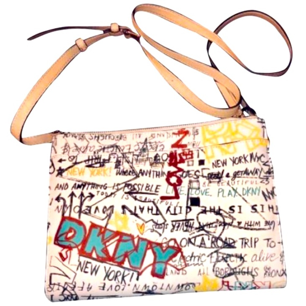 DKNY Graffiti Bryant Park White Cross Body Bag